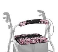 ASQVTIFE Pink Sakura Rollator Walker with Seat Protection Cover for Ladies Roller Walker Accessories for Seniors with Seat Wheels Soft Dust Cover for Seniors in Assisted Living 2 Piece