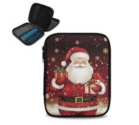 ASQVTIFE Santa Claus Crochet Hook Case with Zipper and Web Pockets Christmas Decorations Christmas Gift Knitting Needle Storage Box Crochet Hook Organizer for Knitting Accessories