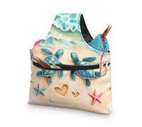 ASQVTIFE Sea Turtles Yarn Bags for Crocheting with Holes Starfish Knitting Large Crochet Tote Bag Travel Yarn Tote for Crochet Accessories Easily Organizes Your Yarn Store Skein Ball