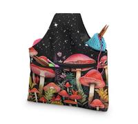 ASQVTIFE Starry Night Mushroom Crochet Bag Organizer Large Yarn Tote for Crocheting Project Knitting Needles Holder Bag Stylish Crochet Bags for Crocheting Project with Front Zipper Pocket