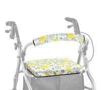 ASQVTIFE Summer Lemon Rollator Walker Seat Covers for Seniors Universal Rollator Walker Seat and Backrest Covers Soft Dust Cover for Seniors in Assisted Living 2 Piece Roll Bar Cover for Walker