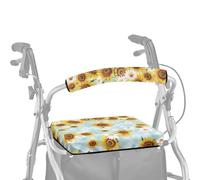 ASQVTIFE Sunflower Walker Seat Covers for Ladies Rollator Walker Accessories Seat Cover Universal Rollator Walker Seat and Backrest Covers Roll Bar Cover for Walker Rollator Seat Back Cover