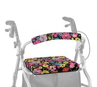 ASQVTIFE Trumpet Flower Walker Covers for Seat and Backrest Rollator Walker Seat and Backrest Covers for Men Women Soft Dust Cover for Seniors in Assisted Living 2 Piece Roll Bar Cover for Walkers