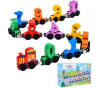 ASQzhuLIWing 12pcs Little Lion Mini Digital Train Wooden Magnetic Train Toys Suitable for Boys and Girls Early Education Toys Children's Birthday Gifts
