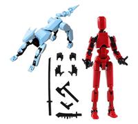 ASQzhuLIWing 2Pcs Robot Activity Model，T13 Action Figure，Dog with Articulars，Multi-Jointed Movable Robot 3D Printed Mannequin Dummy 13,Animal 3D Printed DIY Model， for Room Living Room Sofa