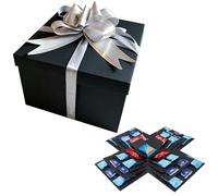 ASQzhuLIWing 5 Layer Snack Explosion Box Creative Explosion Gift Box DIY Surprise Box Scrapbooking Boxes photo album gifts for Anniversary Birthday Wedding Valentine's Day Record Memories (black)