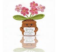 ASQzhuLIWing Pocket Hug Positive Flower Gift Forget Me Not Flowers Handmade Crochet Flower with Card Potato Potato Series Crochet Leaving Gift Educator Teacher and Friends (Pink)