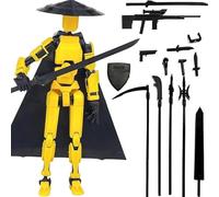 ASQzhuLIWing T13 Action Figure 3D Printed Multi Jointed Movable Lucky13 Dummy 13 Action Figure Titan13 movable Robot 13 Stop Motion Figures Desktop Decoration Gift for Collectors (Yellow)