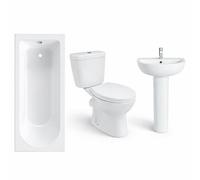 ASRA Bathroom Suite 1700mm Bath Close Coupled Toilet & Pedestal Basin White
