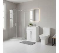 ASRA Bathroom Suite 800mm Quadrant Shower Enclosure, Toilet, Shower & 600mm Vanity With Basin 3 -Piece