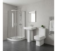 ASRA Bathroom Suite Quadrant Shower Enclosure Chrome Toilet & Pedestal Basin 900mm