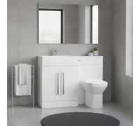 ASRA Bathroom Vanity Wc Concealed Toilet Basin Combination Unit White 1100mm Lh