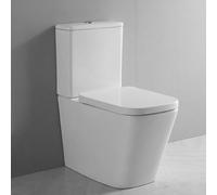ASRA Square Close Coupled Toilet Back To Wall Rimless Wc With Soft Close Seat White