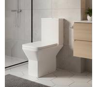 ASRA Square Close Coupled Toilet Rimless Soft Close Seat White Modern Bathroom Wc