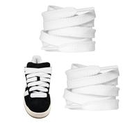 ASREJUR Universal White Shoe Laces,15mm Durable Jumbo Wide Flat White Laces,Universal chunky trainers Accessories,Replacement Chunky Thick Fat Compatible With 00s Trainers,Campu,Air,Skate Shoes