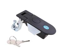 AsrMyjcx Compression Latch Door Lock with Pressure Mechanism and Flat Mounting, Made of Zinc Alloy with Key for, Motorhome, and Trailer, Black
