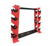AsrMyjcx Dumbbell Stand Vertical Rack Holder Shelf Storage Steel Frame Two Tier Space Saving Design Secure Base Suitable for household fitness small gym rooms limited areas, Red, Black