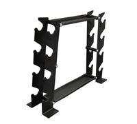 AsrMyjcx Dumbbell Stand Vertical Rack Holder Shelf Storage Steel Frame Two Tier Space Saving Design Secure Base Suitable for household fitness small gym rooms limited areas, Black