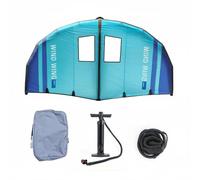 AsrMyjcx Inflatable Surfboard Wing Foil Board Kit Hydrofoil Board Set Surf Wing Package With Carbon Fiber Handles Double Airbag Efficient Wind Catching, 5m2, Blue Black Logo