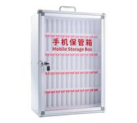 AsrMyjcx Phone Storage Box Phones Cabinet Phone Locker Durability Practical Premium Transparent Door with 2 Keys Smartphone Holder, 60 Slots