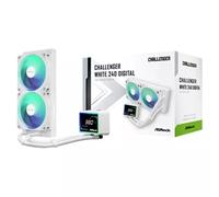 ASRock Challenger 240 Digital AIO Liquid CPU Cooler 240mm RadiatorWhite Dual 120mm PWM ARGB Fans 3quot; Digital Display Intel LGA1700/1851 amp; AMD AM5/AM4 Compatible