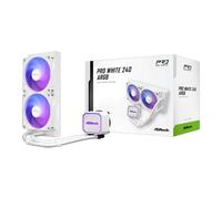 ASRock Pro 240 ARGB AIO Hydro CPU Cooler, White, 2 x 120mm ARGB PWM Fans, Intel