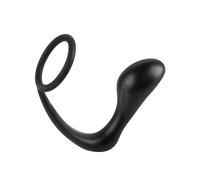 Ass-Gasm Cockring P-Spot Butt Plug, Male G Spot Massager, Silicone, Black