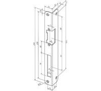 Assa Abloy Effeff Angle Strike Plate IW Round 250 x 25 x 2 mm Right for Electric Door Opener Stainless Steel 32435-05, Silver