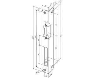 Assa Abloy Effeff Angle Strike Plate IW Round 250 x 25 x 2 mm Right for Electric Door Opener Stainless Steel 32435-05, Silver