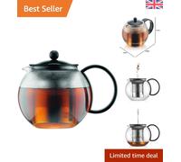 ASSAM 1L Black Glass Tea Maker - Effortless Brewing French Press System
