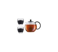 Assam Set Tea Press, Borosilicate Glass, 1.0 L/34 oz with 2 Glasses of 0.35 L/12 oz