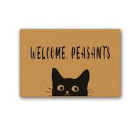 Assaoy Funny Doormat,Black Cat Doormat Welcome Peasants Door mat Outdoor Entrance Welcome Floor Mat Fall Front Door mat,Indoor Entrance Rubber Rugs Washable Patio Home Decoration