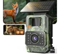 Assark Trail Camera 64MP 4K with Fixed Solar Panel, 6000mAh Wildlife Camera with Night Vision Motion Activated Waterproof IP66, Rechargeabl WiFi Trail Cam with 32GB Card SD Card for Garden Monitor