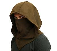 Assassin Hood and Mask Wool Ninja Balaclava Adaptable Hoodie Casual Ren Faire Cosplay LARP Costume Cowl