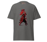 Assassin’s Creed Shadows Inspired T-Shirt, Fan-Made Naoe Samurai Artwork with Red & Black Silhouette Design, Japanese Warrior Aesthetic for Gamers (UK, Alpha, S, Regular, Regular, Charcoal)