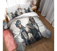Assassin's Creed Duvet Cover Set Red Blue Includes 2 Pillowcases (135x200cm(Single),Assassin's Creed 03)