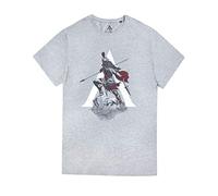 Assassin's Creed Odyssey T-Shirt for Men | Knight Character Gaming Short Sleeve Top | Game Merchandise L Grey