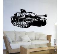 Assault Gun 3 Stug III Armoured Combat Tank Battle Tank Jagdpanzer WWII Military Wall Art Wall Sticker Decal (Black Approx. 45x87 cm) # 8749 W