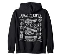 Assault Rifle Vintage Gun Military Weapon Firearm Patent Zip Hoodie
