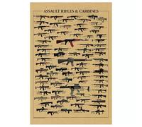 ASSAULT RIFLES & CARBINES Gun Posters & Prints - 36X51 CM Vintage Guns Weapons Collection Kraft Paper Painting - Various Types of Guns Military Wall Art Picture For Room Office Home Decor