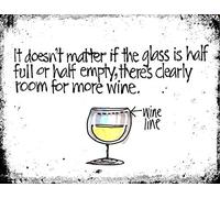 ASSCA Metal Advertising Sign Wall Door Plaque Decorative Tin Metal For Home Office Bar Coffee Shop Pub Shed Man Cave - Drinking Glass Half Full Empty More Room Wine Fun Quote