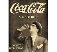 ASSCA Metal Advertising Sign Wall Door Plaque Decorative Tin Metal For Home Office Bar Coffee Shop Pub Shed Man Cave - Vintage Coca Cola Coke inspired Delicious Man Glass