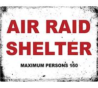 ASSCA Metal Advertising Sign Wall Door Plaque Decorative Tin Metal For Home Office Bar Coffee Shop Pub Shed Man Cave - Vintage Air Raid Shelter Bombing War WW1 WW2 Warning