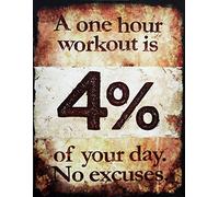 ASSCA Metal Advertising Sign Wall Door Plaque Decorative Tin Metal For Home Office Bar Coffee Shop Pub Shed Man Cave - Workout Gym Motivation 1 Hour No Excuses Quote