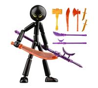 Assembleable Stickmans Toys Stop Motion Figures Set With 7 Weapons, 12x18x3cm Multi Joint Movable Action Figure, ABS Matchstick Figure Collectable Action Figures Set, For Collectors Display C