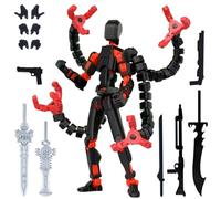 Assembled T13 mobile doll, T13 multi joint mobile doll, essential collectible for game enthusiasts, desktop decoration (Black Red)