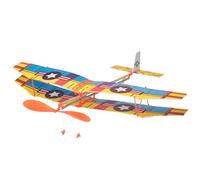 Assembly Airplane Aircraft Launched Powered By Rubber Band Blue & Yellow