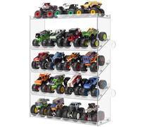 Assembly Monster Jam Trucks Display Case Holding for 20 Monster Trucks Acrylic Storage Case 5 Tiers Monster Trucks Organizer with Tilted Design, All-Around Display Case of Toy Trucks (5 Tiers)