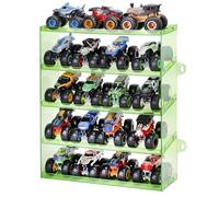 Assembly Monster Trucks Display Case - 5 Tier Acrylic Storage Case with Tilted Design, Organizer for 20 Trucks (Green)