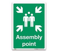 Assembly point Sign - A3 1mm Rigid Plastic Sign - Fire Action Safety